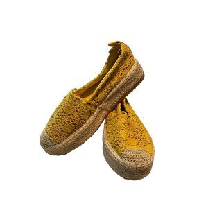 Glam & Co Yellow‎ Crochet Shoes